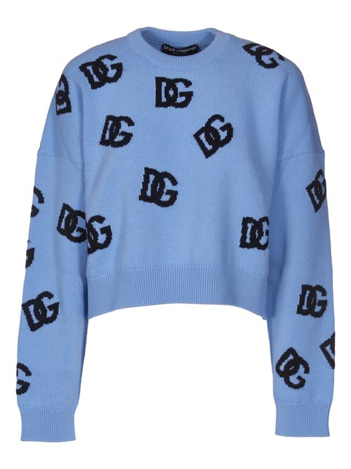 Wool crewneck sweater with DG logo inlay DOLCE & GABBANA | FXX63TJCVZLB0143